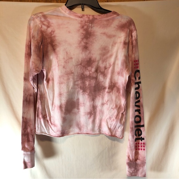 GM official product women’s pink/brown tie-dyed longsleeve Tee Chevrolet XS - Picture 3 of 3